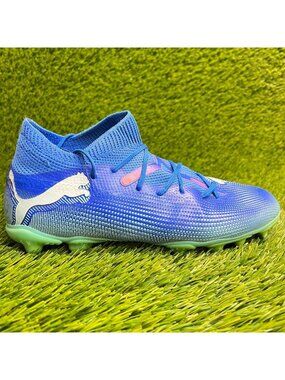 Puma Future 7 Match FG Girls Size 4.5Y Blue Pink Running Outdoor Soccer Cleats